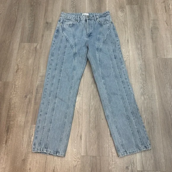 Zara Mugler Inspired Blue Straight Leg Jeans Size US 8 Euro 40 - Picture 3 of 11